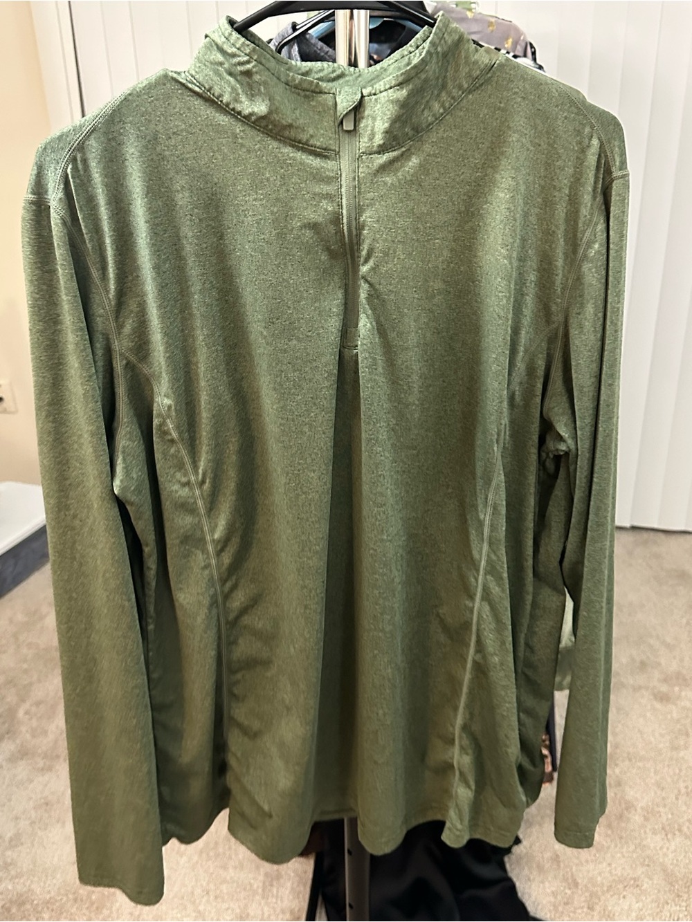 Amazon Olive Green Quarter-Zip Long Sleeve Top